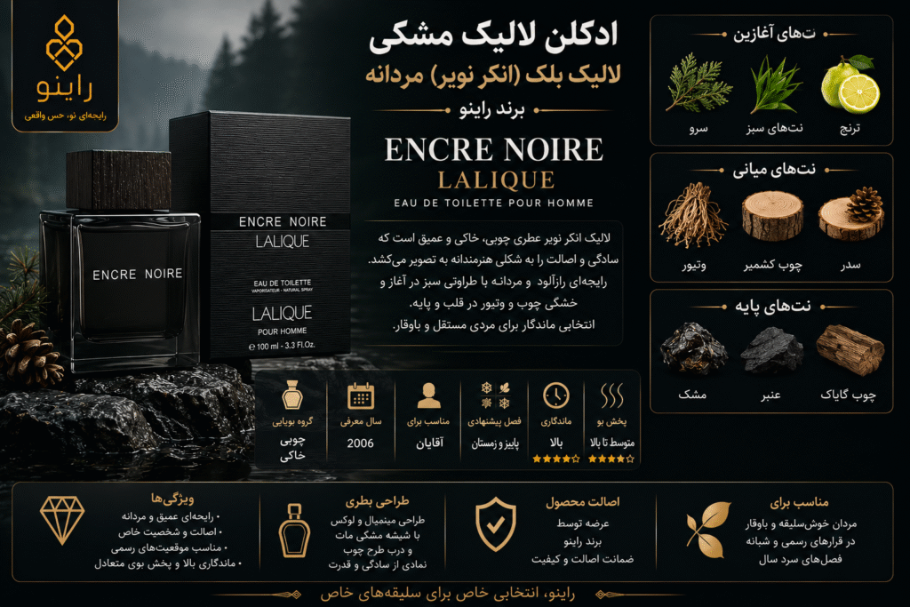 قیمت خرید ادکلن لالیک مشکی لالیک بلک (انکر نویر) مردانه برند راینو Encre Noire Lalique